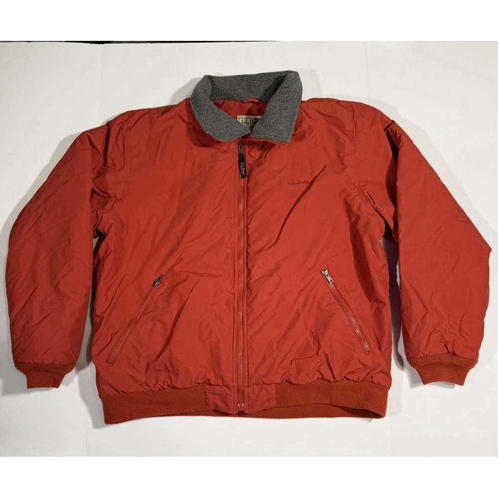 L.L.Bean‎ Men's XL Jacket Orange Red Zip-Up Bomber / Lightweight Insulated